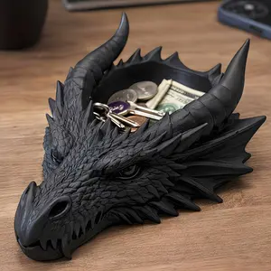 Gothic Dragon Head Jewelry Storage Tray, Dark Style Desktop Decor, Ring Necklace Display Stand, Practical Desk Organizer, Cool Decoration, Ring Holder, Home Decor Organiser