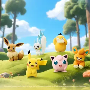 MINISO Pokémon Velour Series Figurines - Cute Car Dashboard Decor, Office Desk Accessory, Pikachu Eevee Velvet Ornament Home Desk Decor Gift