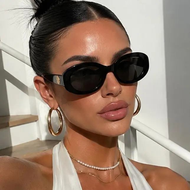 Women's & Men's Small Retro 90s Oval Sunglasses, Polycarbonate Lenses, Cute Tiny Shades for Small Faces