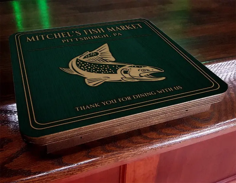 Drunk Bunk™ Wooden Coasters - Customizable Seafood Design, Kolorcoat Process, 12"x12", Easy Assembly, Durable Kitchen Tableware, Adjustable Bar Rail, 1 Size Fits All, Patent Pending, Raises Plates Above Rail for Bar Dining