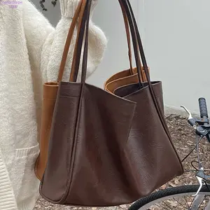 2026 New Maillard Style Large Capacity Tote Bag for Women, Casual Textured Soft Faux Leather Commute Handbag, Trendy All-Match Shoulder Purse with Spacious Design, Perfect for Work Commute, College Classes, Travel, Shopping & Daily Street Style Outfits