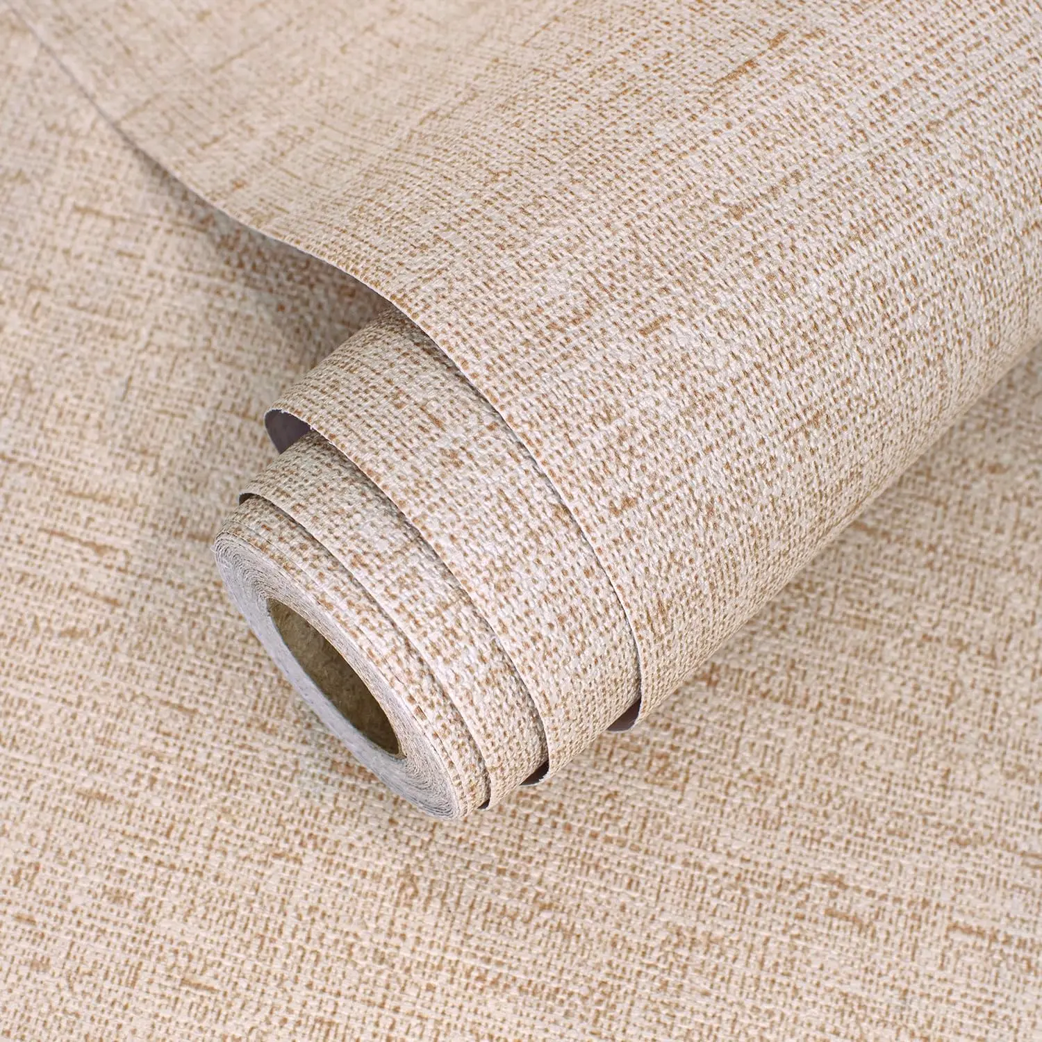 Vintage Beige Textured Grasscloth Peel-and-Stick Wallpaper, 15.7x118.1" Self-Adhesive Vinyl Contact Paper for Indoor Bedroom, Easy Removal for DIY Users, Waterproof