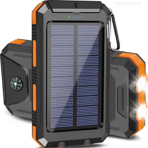 20000mAh Portable Solar Charger Power Bank with LED Flashlight - Dual USB-A Output, Waterproof Outdoor Design with Compass & Carabiner for Phone AndroidFFSummitSupply7