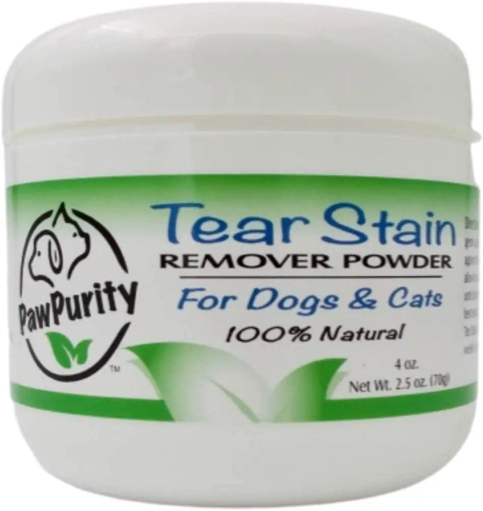 PawPurity Tear Stain Remover Powder for Dogs & Cats - Gently Treats The Cause of Staining - 100% Natural, Non Toxic, Made In USA - Repels New Tears - Long Lasting Working - Effective & Non-Irritating