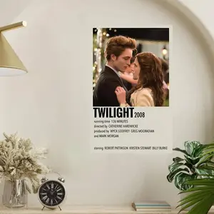 Twilight 2008 Movie Canvas Art, Minimalist Film Poster, Framed & Unframed Bella & Edward Wall Decor for Bedroom, Living Room, Teen Room, Fan Gift