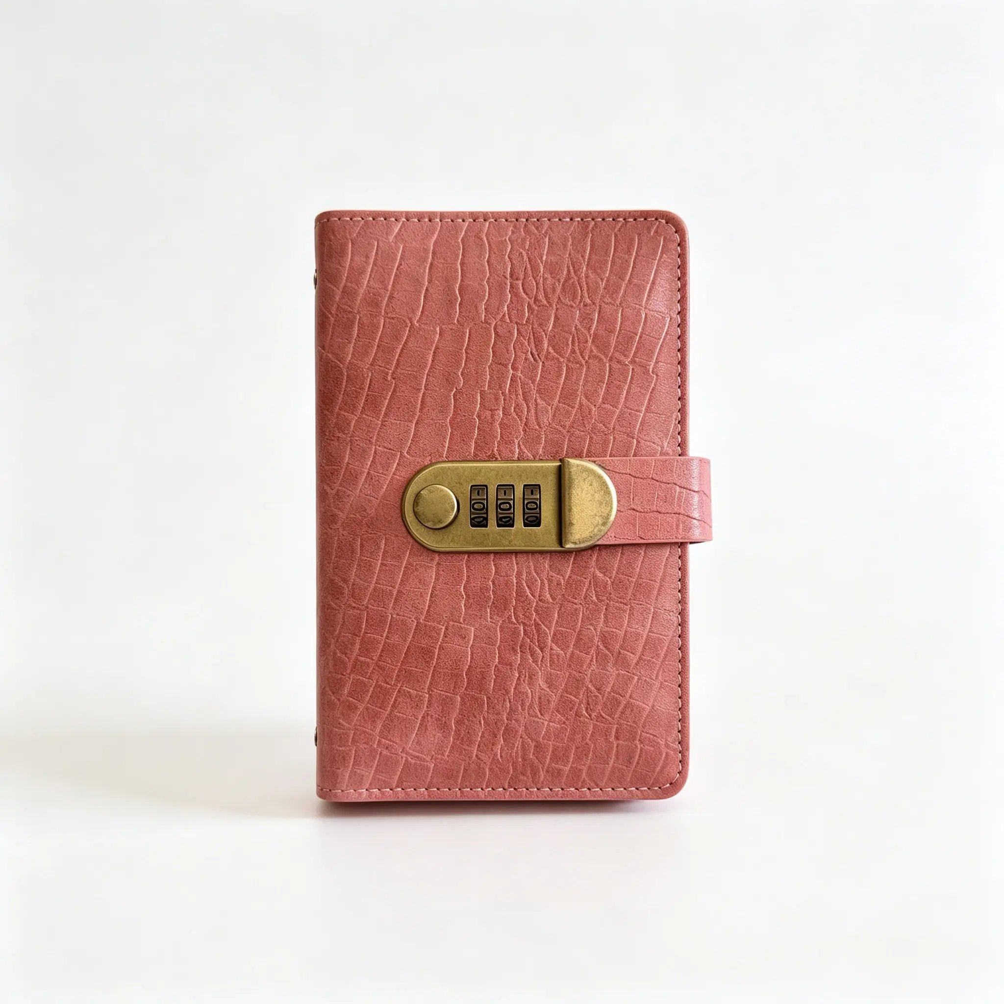 Women's Vintage Croc Texture Leather Cash Stuffing Binder - 3-Digit Combination Lock, Pocket Size, Transparent Sleeves, Secure Private Budget Planner Cash Tracker (Office Stationery)