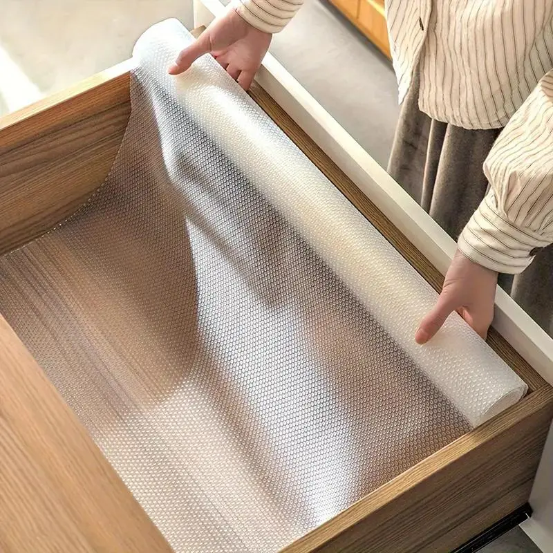 Washable Refrigerator Mat, 1 Roll Waterproof & Oilproof Cuttable Drawer Liner, Shelf Liner for Freezer Glass Shelf, Cupboard & Cabinet, Multifunctional Transparent Placemat