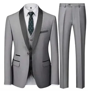 Men's 3 Pieces Suit Elegant Solid One Button Slim Fit Single Breasted Party Blazer Vest Pants Set
