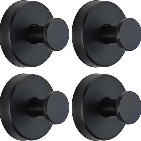 2026 New No-Drill Suction Cup Hooks for Bathroom (Matte Black, 2/4 Pack) - 11lb Capacity, Fits Glass/Mirror, Tile & Smooth Non-Porous Surfaces, Dorm Essentials, Home Organizer, Bathroom Decor