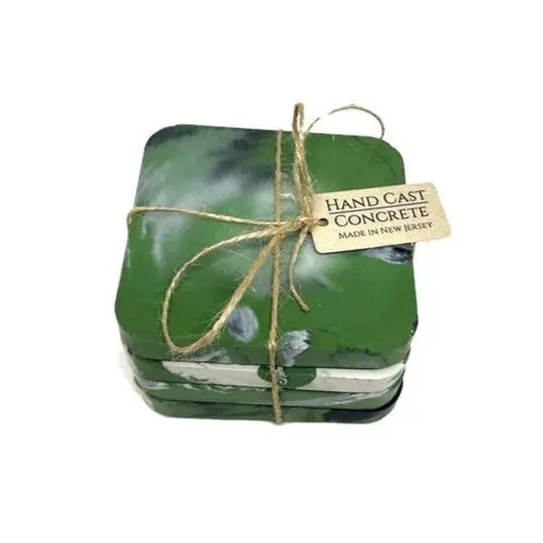 Green Marbled Concrete Coaster set (4pcs)