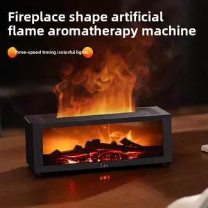 Retro Fireplace Humidifier 3D Simulation Charcoal Fireplace Flame Aroma Diffuser Household Desk Colorful Fireplace Aroma Diffuser