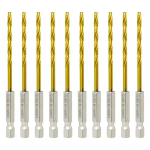 1/8" Hex Shank Titanium HSS Twist Drill Bits, 10PCS Tool Accessories