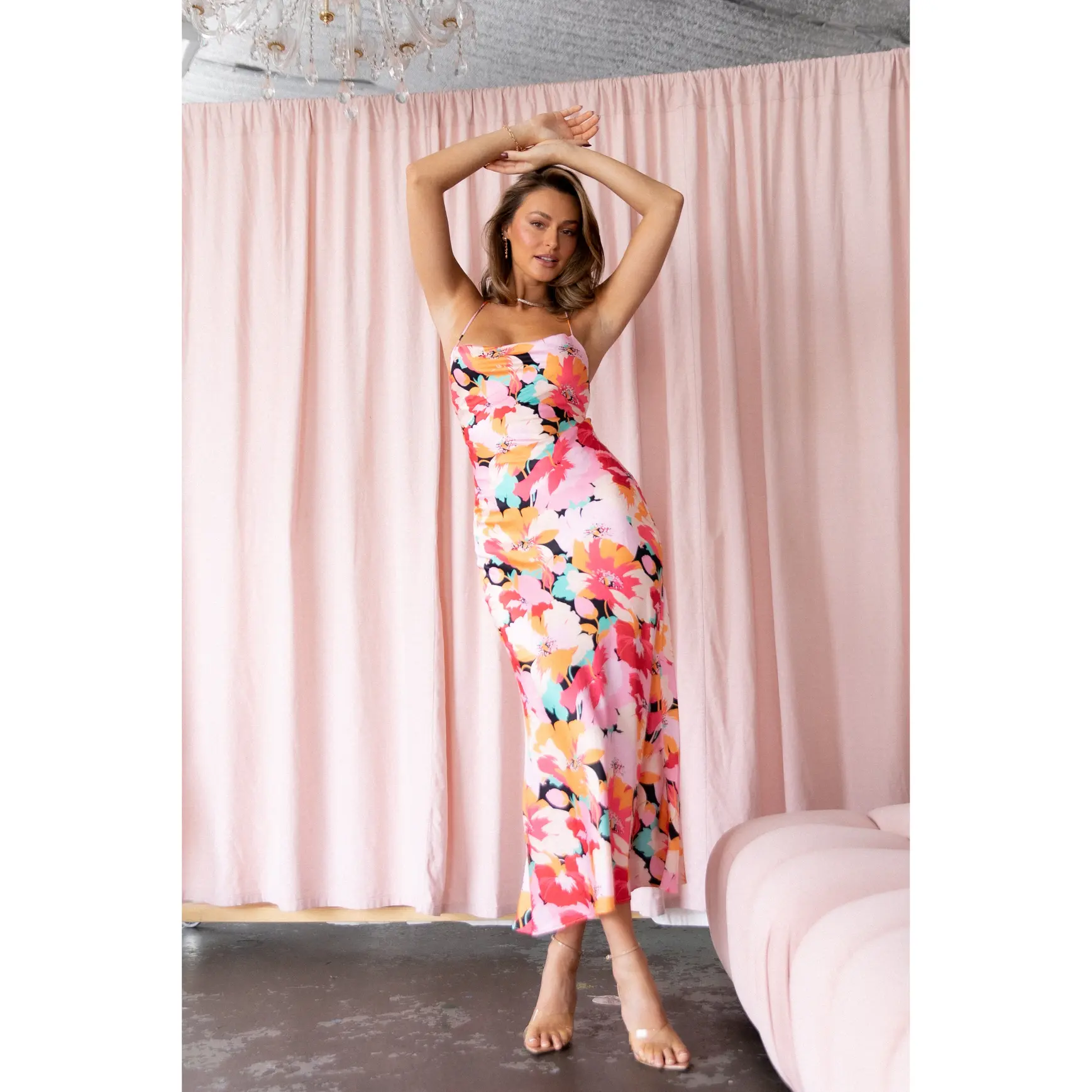 Posse Midi Slip Dress - Pink Floral