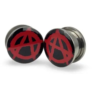 Anarchy Picture Plugs gauges pair body jewelry