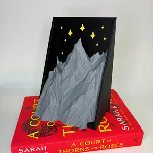 Night Court Book Nook - ACOTAR Velaris Bookshelf Insert with Stars & Mountains | Rhysand Fantasy Decor | SJM Gift for Book Lovers
