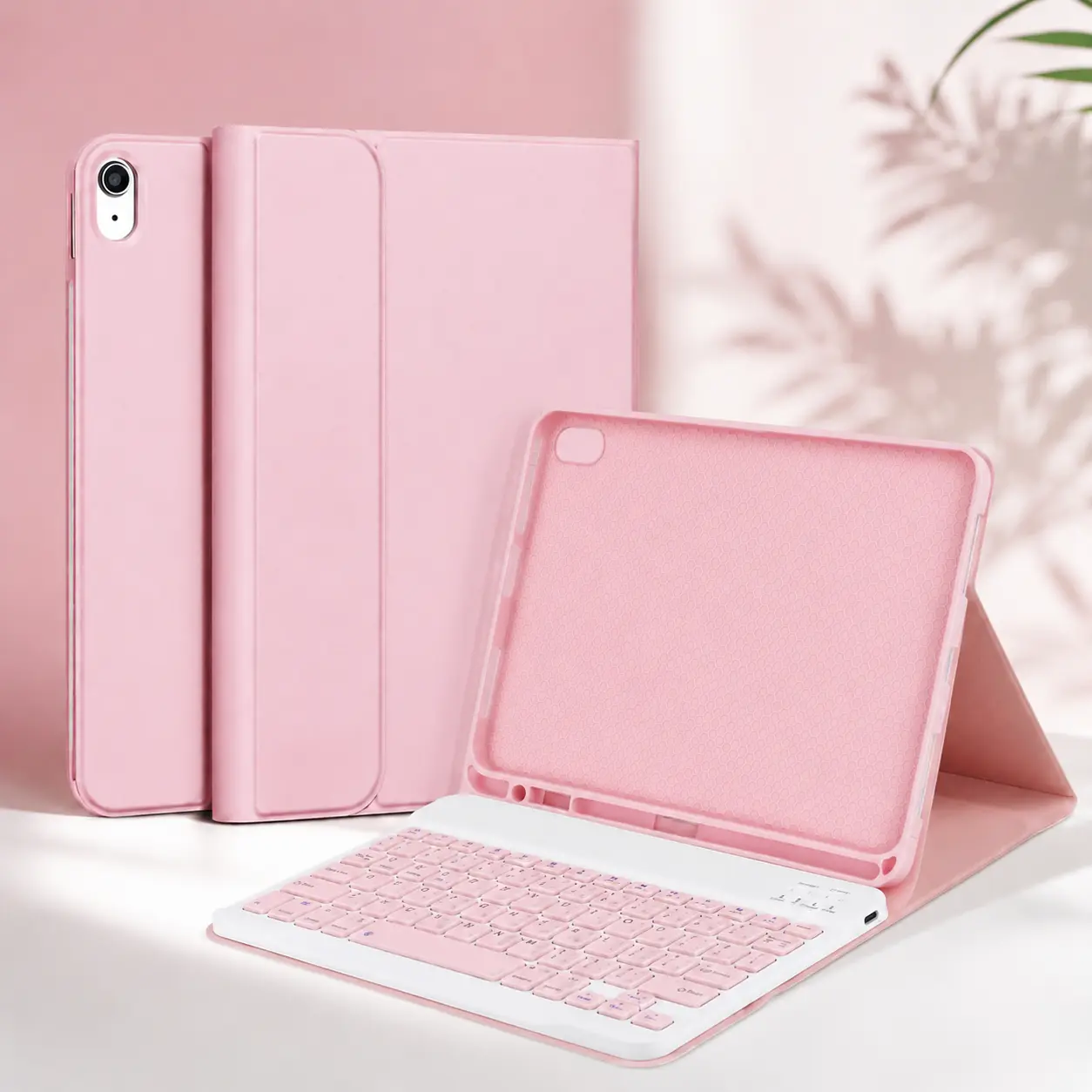 Pink Detachable Wireless Magnetic Rechargeable Bluetooth Keyboard Case with Pencil Holder, Square Keycaps for 11/10in iPad A16 2025 & 10th Gen 2022 - Tablet Accessories (iPad Not Included)