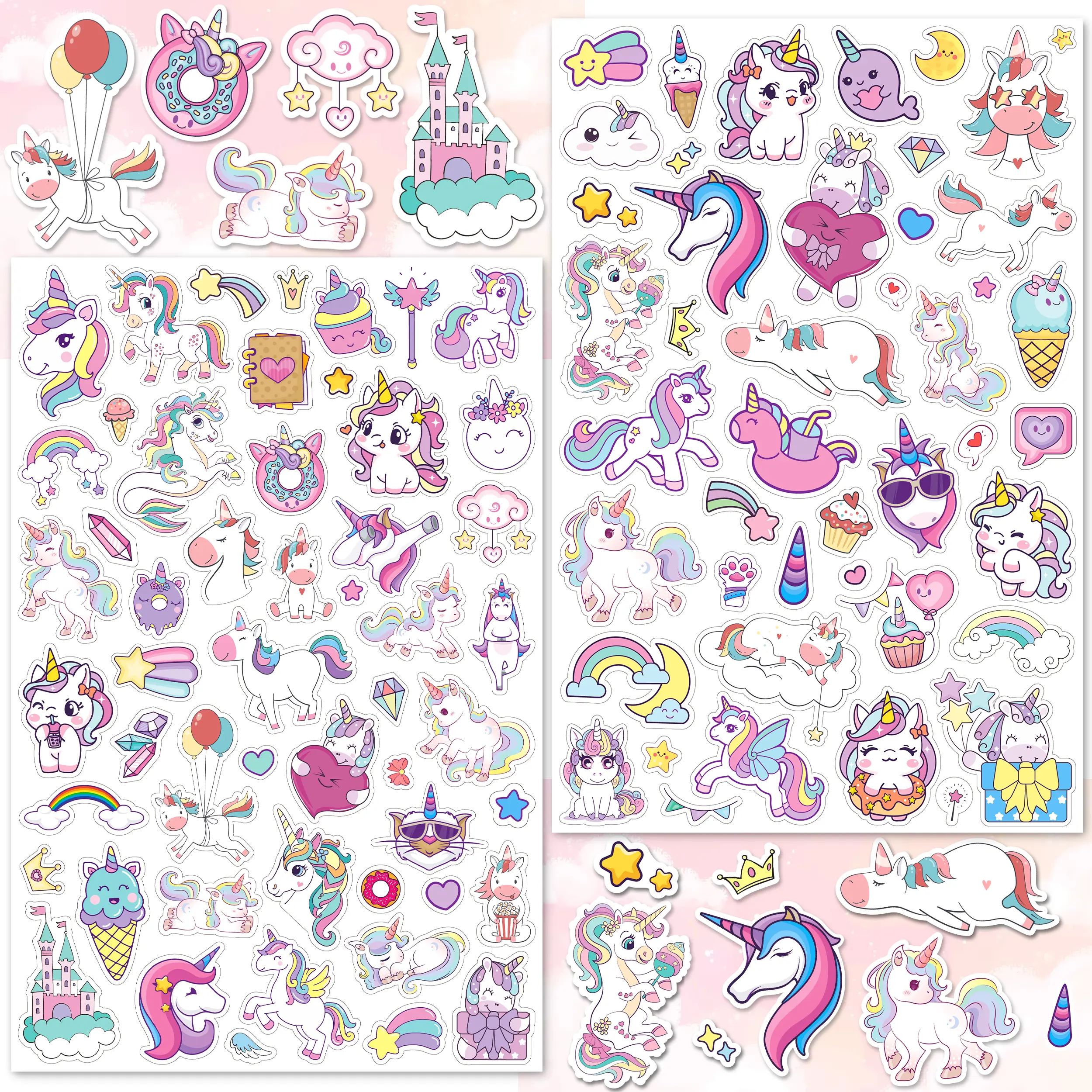 24 Sheets Unicorn Stickers for Kids Girls, 1100 PCS Cute Unicorn Stickers for Scrapbooking,Water Bottles,Envelopes,Gifts Party Favors Supplies