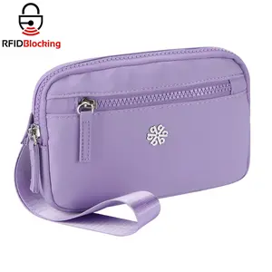 Royal Bagger RFID Waterproof Wrist Wallet for Women - Canvas Bag with Three Pockets