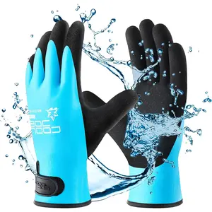 Thermal Warm Winter Work Gloves with Grip, Rubber Coated Touchscreen Waterproof Freezer Gloves for Warehouse, 1 Pair