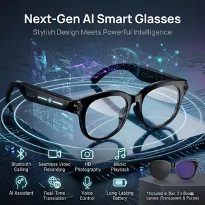 Smart AI Glasses with 8MP HD POV Camera - Button Touch Adjustment, Hands-Free Photography, Real-Time Multi-Language Translation, Bluetooth Wireless Video Recording, Portable Wearable  - Ideal for Vlog,Travel, Outdoor,Sport, Father's Day Gift