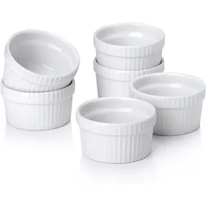 Mini Ramekins 1.5 oz  Dipping Sauce Cups Tiny Dip Bowl Porcelain Souffle Dish Set of 6 Small Dessert Bowls for Charcuterie Board Microwave &amp; Oven Safe White