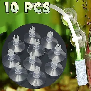10pcs AquaGrip Fish Tank Suction Cups, PVC Material, Uncharged, No Battery Required, for Air Pump Tube Fixation, Air Pump Installation, Aquarium Accessories for Fish Species