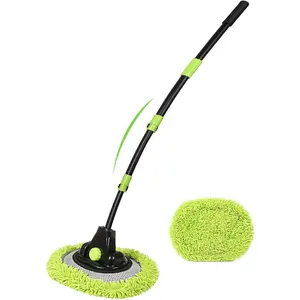 4 Sections  Wash Brush with 15? Curved  Alloy Long Handle Telescopic Denser Chenille Microfiber  Washing Mop for Exterior Interio  RV SUV  Boat Solar Panel Household Clean 51.6"
