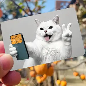 Fun Cat Selfie Credit Card Decal Sticker Used for EBT, Transportation, Keys, Credit Cards, Debit Cards, Card Skins, Protect Bank Cards, No Bubbles, Suitable for Small Chip Cards, Funny Stickers