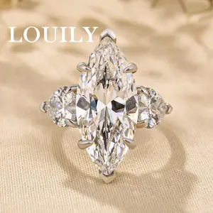 Louily Jewelry 5.2Carat Special Marquise Cut Wedding Ring, Engagement Ring for Women