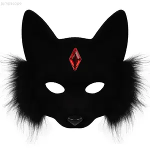 Half Face Fox Animal Mask - Spooky Stylish Cosplay Prop, Lightweight Comfortable Accessories for Party, Themed Gaming Events