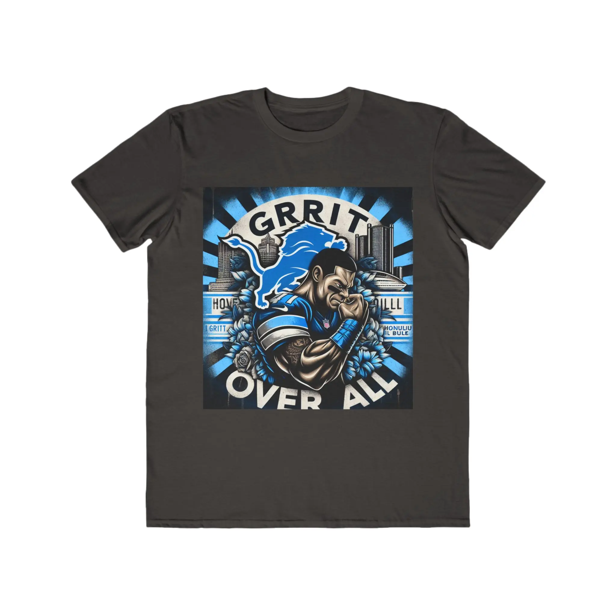 Detroit Lions Grit Over All Men's Lightweight Fashion Tee - Motivational Graphic T-Shirt