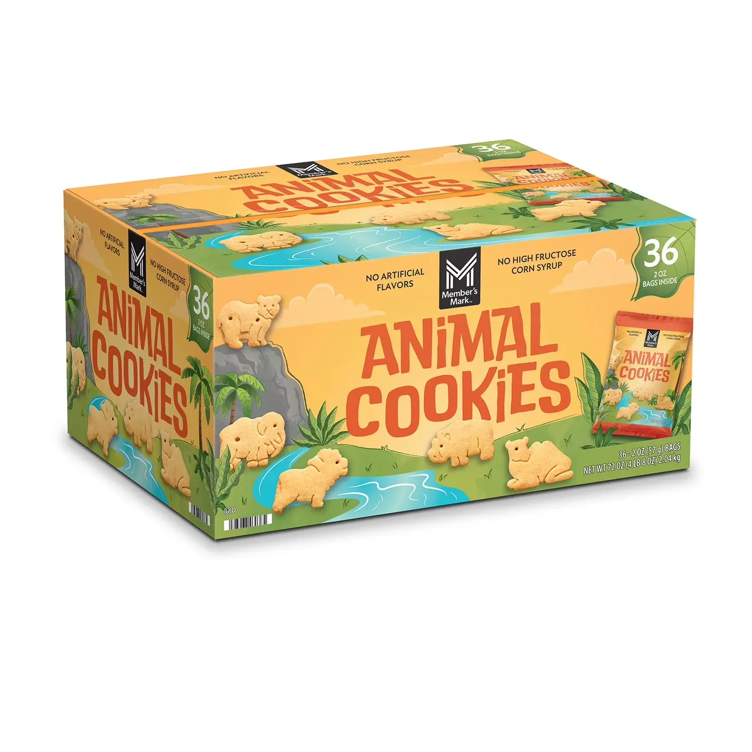 Member's Mark Animal Cookies, Bite-Sized Sweet Snacks, 2 oz Packs, 36 Count