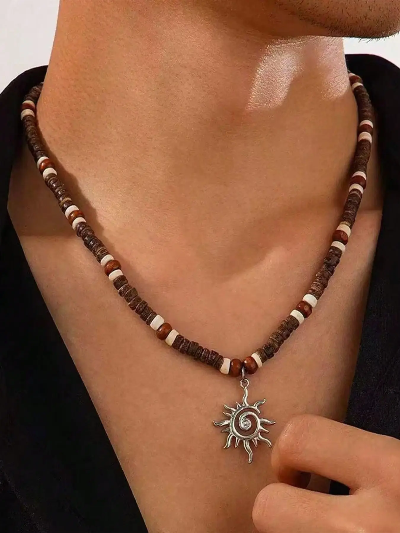 Boho Style Wooden Bead Necklace✨, Boho Style Beaded, Unique Hip-Hop Design, Perfect Gift for Any Occasion, Valentine's Day Present, Festival Jewelry, Versatile Accessory, Adjustable Necklace