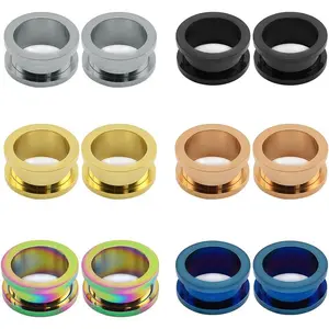 4/6 Pairs Stainless Steel Screw Fit Tunnels Plugs  Expander Stretcher Ear Gauges Piercing