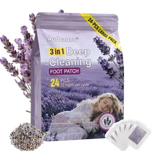 2 Packs Herbal Detox Foot Patches Set, Ginger & Lavender Bamboo Charcoal Foot Pads, 3‑in‑1 Deep Cleansing Foot Care Patches for Stress Relief, Better Sleep, Tired Feet Soothing, Overnight Use 48 Count
