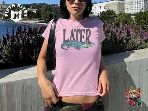 Later Gator Vintage 90s Y2K Baby Tee, Graphic Alligator Print, Retro Style Cropped T-Shirt, Funky Fashion Statement Shirt, Trendy Apparel