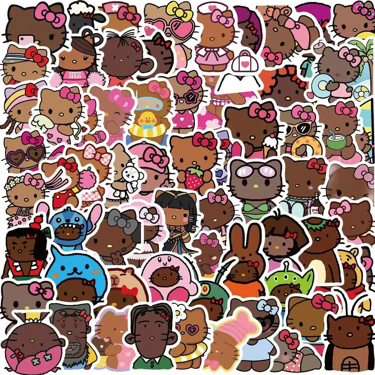 SANRIO Hello Kitty Stickers 50pcs – Unique Variety Pack Featuring Adorable Hello Kitty Characters in Different Poses and Outfits for Decor and Crafts