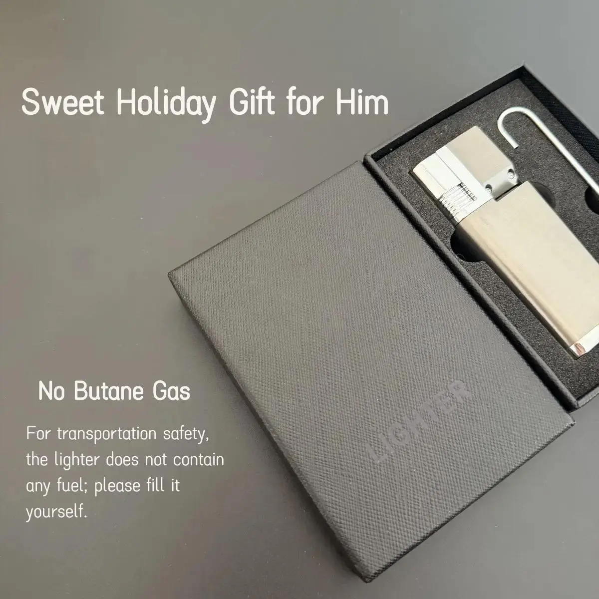 [Butane-Not-Included] Compact Metal Butane-Refill Lighter with Adjustable Intensity Flame, Gift Box Set with Lighter Accessories (For Candle & Soap Making DIY Projects)
