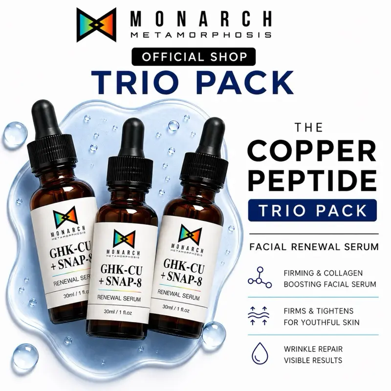 The Trio (3) Pack Face Serum, GHKCU Copper Peptide Serum, Snap-8 Renewal Serum, Hydrates, Firms and Restores Elasticity, Helps Reduce Fine Lines and Wrinkles, Skin Cell Repair, 1 fl oz
