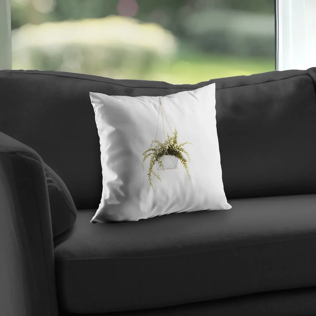 360 Stand 14x14 in. Suspended Fern Green Poly Twill Throw Pillow Insert - Twill Weave, Botanical Print, Nature Theme, for Bedroom Use (Model C1PT1414GI5G35), 14-Inch Pillow Inserts, Fern Motif, Natural, Cozy Bed Setup