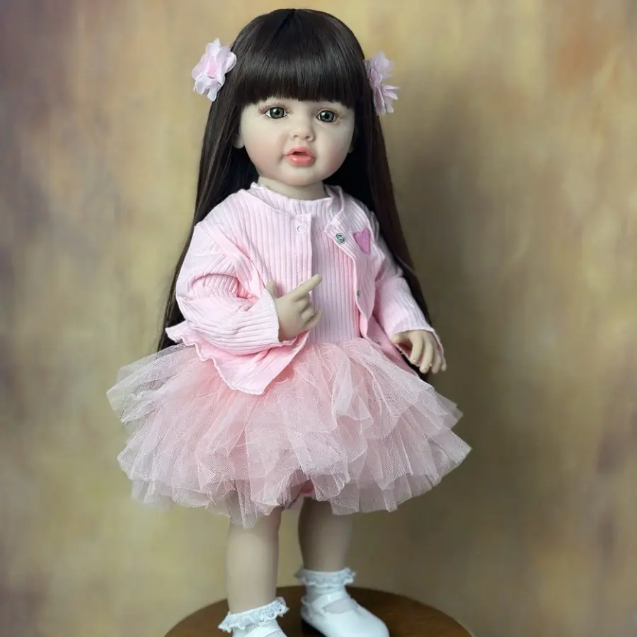 GUESSBELLY 55cm 22inch Reborn Baby Girl Can Stand, Lifelike Full Soft Vinyl Body Doll Newborn Princess Toddler Bebe Lovely Birthday Gift