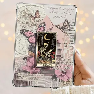 The Reader Skeleton Tarot Card Retro Vintage Magnetic Kindle Grip Book Lover Cute Bookish Kindle Accessories Phone Holder PopSocket Phone Grip Magnetic Pop Socket Phone Grip