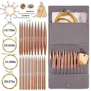 Complete Interchangeable Circular Knitting Needle Set Knitting Kit with Storage Box, Choose 12 Colorful or 13 Pairs, Aluminum 3-10mm, Perfect Gift for Beginners with Accessories and Stitch Markers