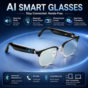 AI Smart Translation Glasses Real-Time Translation Touch Control Auto-Dim for Travel Work Wearable with Bluetooth 5.3 & HD Calls