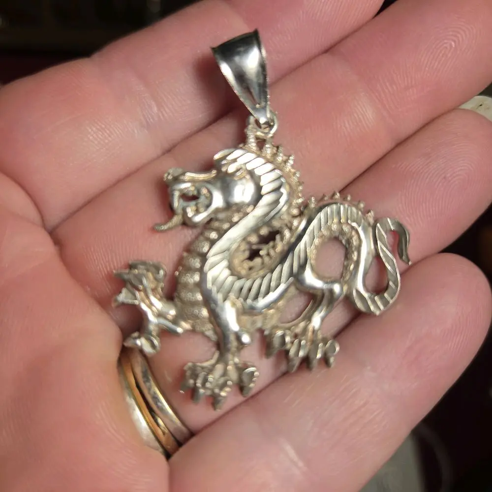 Sterling Silver Dragon Pendant 925 Charm Animal Theme