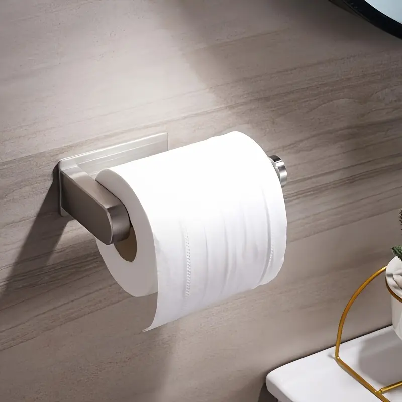 Stainless Steel Toilet Paper Holder, No-Drill Installation, Brushed Finish Waterproof Bathroom Towel Roll Holder, Waterproof Rust-Resistant Kitchen Bathroom Accessory, Modern Minimalist Home Decor, Suitable for All Seasons Gift