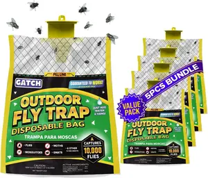 Outdoor Fly Trap Bags Disposable Hanging Fly Catcher with Bait for Barn Farm Mosquito Bugs Gnats Ready to Use Value Pack - 5pk/10pk/20pk