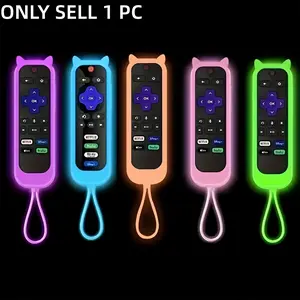 Glowing Remote Cover with Lanyard, Compatible with Tcl Hisense Roku Tvs, Back-To-School Essentials, Protective Remote Case