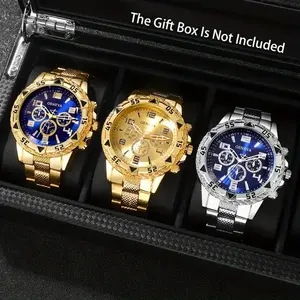 3pcs/2pcs New Men'S Atmosphere Business Round Quartz Watch Set Valentine'S Day Easter Halloween Ramadan Birthday Christmas Best Choice Gift for Friends