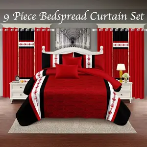 9 Piece Bamboo Fiber and Microfiber Bedding Set for Farmhouse Bedroom or Dorm Decor in Queen or King Size Soft Comfortable Four   Season with Pillowcase Bedspread for Christmas